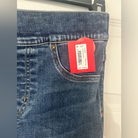 Spanx Blue Cropped Flare Denim Jeans Stretch Size Small NWT - Picture 2 of 5